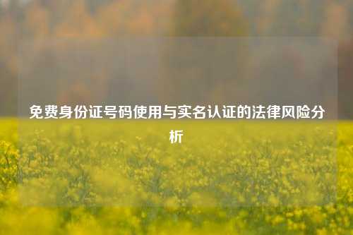 免费身份证号码使用与实名认证的法律风险分析