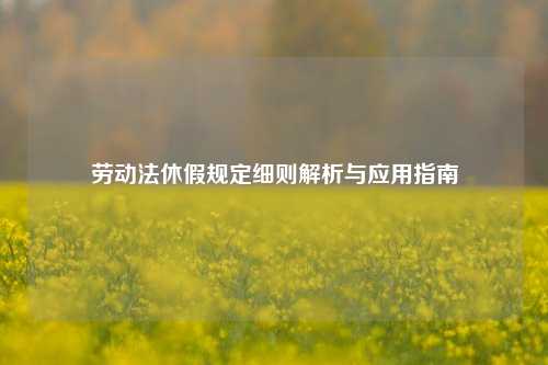 劳动法休假规定细则解析与应用指南