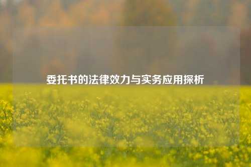 委托书的法律效力与实务应用探析
