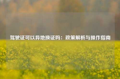 驾驶证可以异地换证吗：政策解析与操作指南