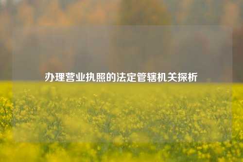 办理营业执照的法定管辖机关探析