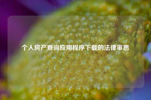 个人房产查询应用程序下载的法律审思