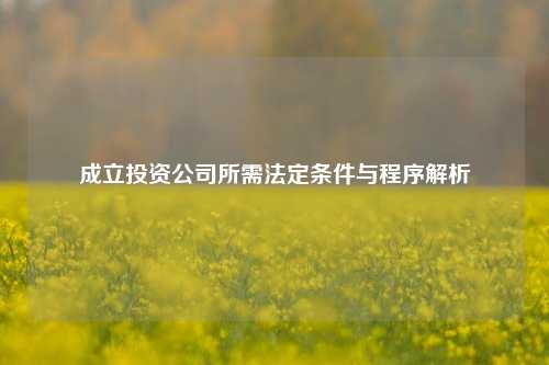 成立投资公司所需法定条件与程序解析